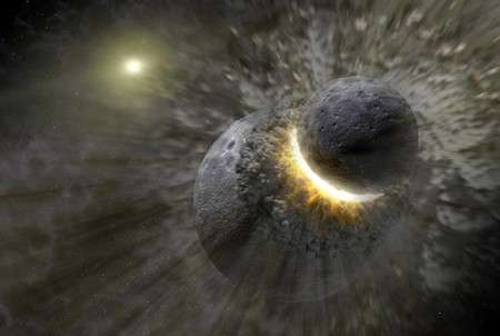 Ilustración del choque entre Theia y la Tierra, una gran colisión de la que pudo surgir la Luna. (Foto: NASA)